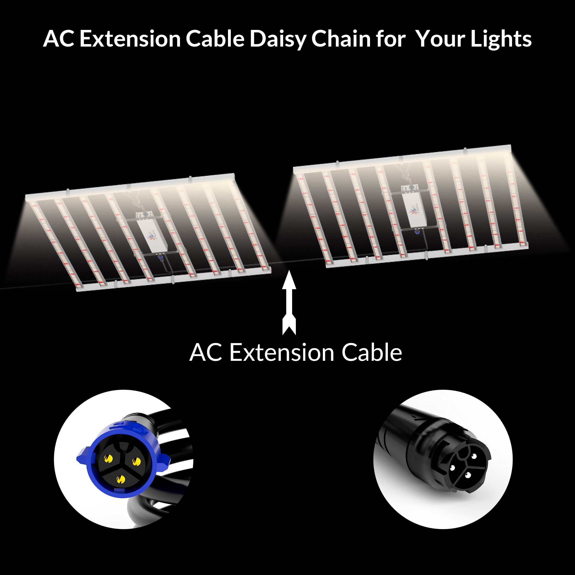 Medic Grow 1.5M/5FT LED IP67 Daisy Chain AC Power Cord for FOLD-800 / FOLD-1200 / FOLD-1200U - Medicgrow