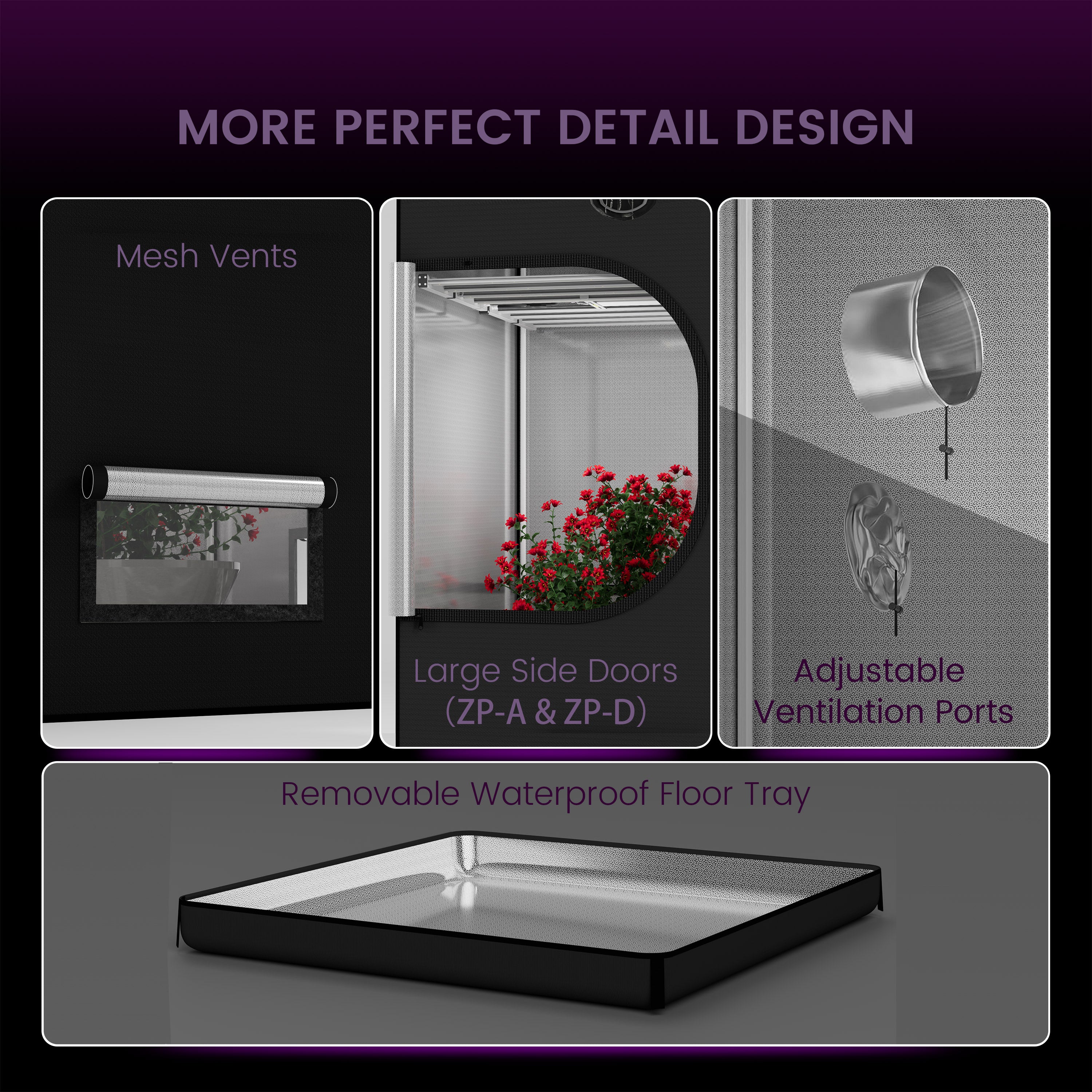 Medic Grow ZP-D 4x4 Grow Tent 48"x48"x80" (120x120x200cm) For Indoor Planting - Medicgrow