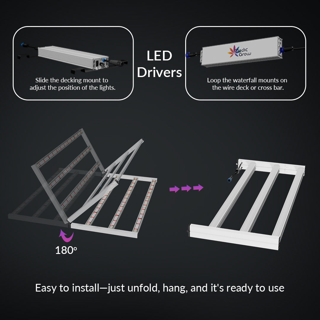 Medic Grow Fold-650 Built-in dimmer 650W Led Grow Lights V1 Spectrum - Medicgrow